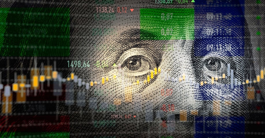 Closeup Image of Face on Dollar Bill with Data on top